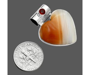 Lake Superior Agate and Garnet Pendant EXP02007 P-1300, 21x22 mm