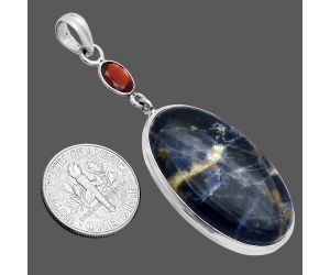 Sodalite and Garnet Pendant EXP02008 P-1098, 18x31 mm