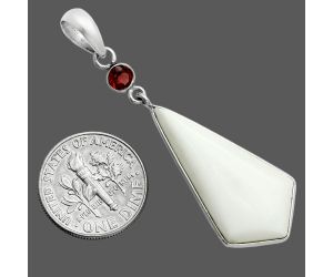 White Opal and Garnet Pendant EXP02010 P-1098, 15x29 mm