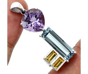 Sky Blue Topaz, Amethyst & Citrine Pendant EXP02013 P-1738, 6x17 mm