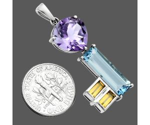 Sky Blue Topaz, Amethyst & Citrine Pendant EXP02013 P-1738, 6x17 mm