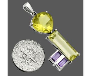 Lemon Quartz and Amethyst Pendant EXP02015 P-1738, 6x17 mm