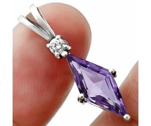 Amethyst and White Zircon Pendant EXP02019 P-1113, 8x16 mm