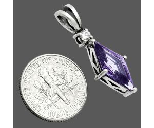 Amethyst and White Zircon Pendant EXP02019 P-1113, 8x16 mm