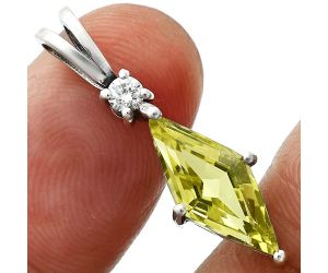 Lemon Quartz and White Zircon Pendant EXP02020 P-1113, 8x16 mm