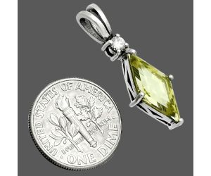 Lemon Quartz and White Zircon Pendant EXP02020 P-1113, 8x16 mm