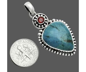 Shattuckite and Garnet Pendant EXP02027 P-1500, 17x20 mm