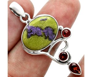 Stichtite and Garnet Pendant EXP02032 P-1293, 13x18 mm