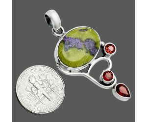 Stichtite and Garnet Pendant EXP02032 P-1293, 13x18 mm