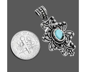 Lucky Charm Tibetan Turquoise Pendant EXP02040 P-1558, 7x5 mm