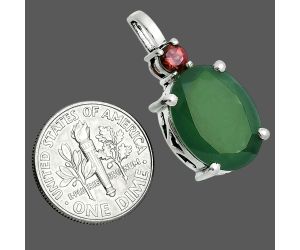 Green Onyx and Garnet Pendant EXP02048 P-1113, 12x16 mm