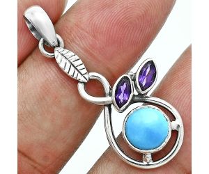 Sleeping Beauty Turquoise and Amethyst Pendant EXP02052 T-1013, 8x8 mm