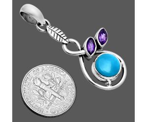 Sleeping Beauty Turquoise and Amethyst Pendant EXP02052 T-1013, 8x8 mm