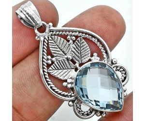 Sky Blue Topaz Checker Briolette Pendant EXP02054 P-1258, 13x17 mm