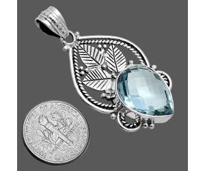 Sky Blue Topaz Checker Briolette Pendant EXP02054 P-1258, 13x17 mm