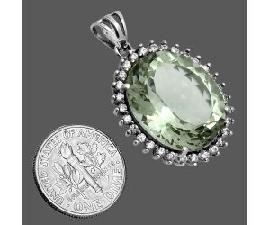 Prasiolite (Green Amethyst) and White Zircon Pendant EXP02056 P-1741, 17x20 mm