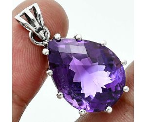 African Amethyst Checker Pendant EXP02057 P-1739, 16x20 mm