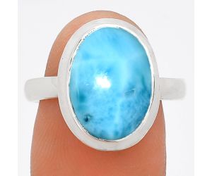 Larimar (Dominican Republic) Ring size-9 EXR01003 R-1007, 10x14 mm