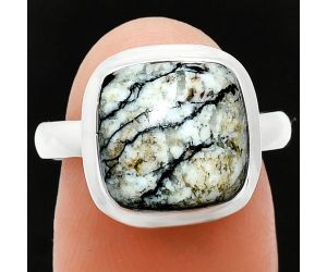 Authentic White Buffalo Turquoise Nevada Ring size-8 EXR01009 R-1007, 11x11 mm