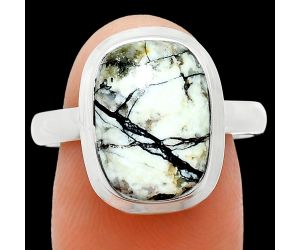 Authentic White Buffalo Turquoise Nevada Ring size-9.5 EXR01011 R-1007, 10x14 mm