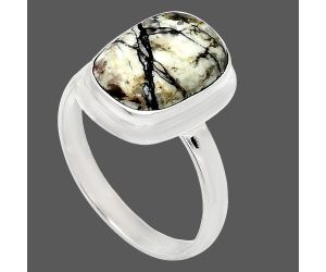 Authentic White Buffalo Turquoise Nevada Ring size-9.5 EXR01011 R-1007, 10x14 mm