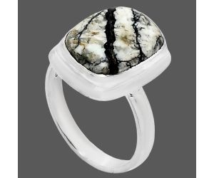 Authentic White Buffalo Turquoise Nevada Ring size-6.5 EXR01013 R-1007, 10x14 mm