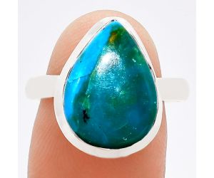 Natural Turquoise Morenci Mine Ring size-9 EXR01022 R-1007, 12x16 mm