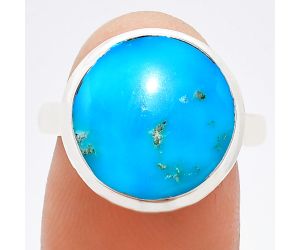 Natural Turquoise Morenci Mine Ring size-8 EXR01024 R-1007, 13x13 mm