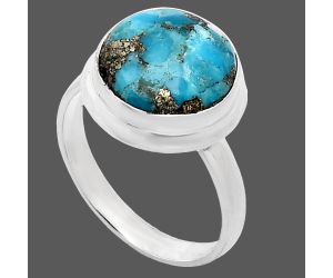 Natural Turquoise Morenci Mine Ring size-8 EXR01025 R-1007, 12x12 mm