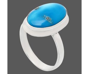 Natural Turquoise Morenci Mine Ring size-9.5 EXR01027 R-1007, 11x17 mm