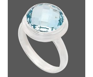 Sky Blue Topaz Checker Briolette Ring size-8 EXR01028 R-1007, 12x12 mm