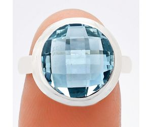 Sky Blue Topaz Checker Briolette Ring size-7 EXR01029 R-1007, 12x12 mm