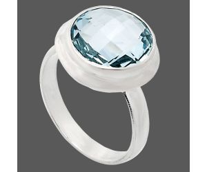 Sky Blue Topaz Checker Briolette Ring size-7 EXR01029 R-1007, 12x12 mm