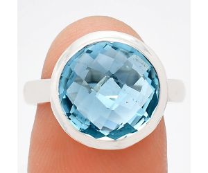 Sky Blue Topaz Checker Briolette Ring size-8 EXR01030 R-1007, 12x12 mm