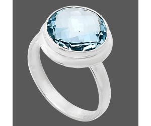 Sky Blue Topaz Checker Briolette Ring size-8 EXR01030 R-1007, 12x12 mm