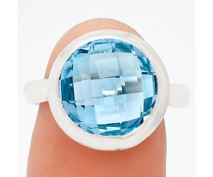 Sky Blue Topaz Checker Briolette Ring size-9 EXR01031 R-1007, 12x12 mm