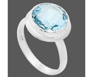 Sky Blue Topaz Checker Briolette Ring size-9 EXR01031 R-1007, 12x12 mm