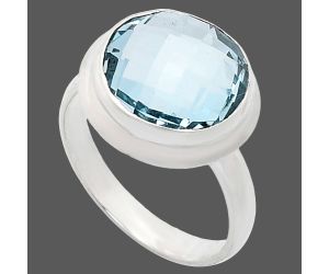 Sky Blue Topaz Checker Briolette Ring size-7 EXR01032 R-1007, 12x12 mm