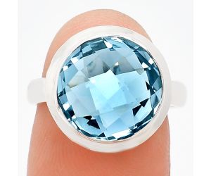 Sky Blue Topaz Checker Briolette Ring size-7 EXR01033 R-1007, 12x12 mm