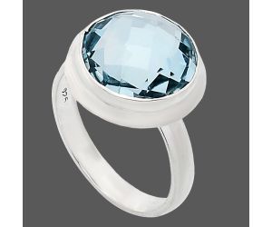 Sky Blue Topaz Checker Briolette Ring size-7 EXR01033 R-1007, 12x12 mm