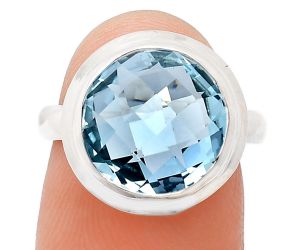 Sky Blue Topaz Checker Briolette Ring size-7 EXR01034 R-1007, 12x12 mm