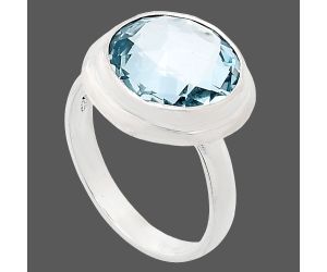 Sky Blue Topaz Checker Briolette Ring size-7 EXR01034 R-1007, 12x12 mm