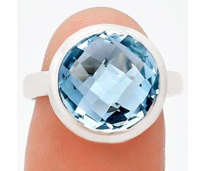 Sky Blue Topaz Checker Briolette Ring size-8 EXR01035 R-1007, 12x12 mm