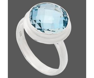 Sky Blue Topaz Checker Briolette Ring size-8 EXR01035 R-1007, 12x12 mm