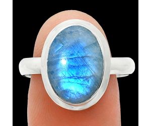 Rainbow Moonstone Ring size-9.5 EXR01043 R-1007, 10x14 mm