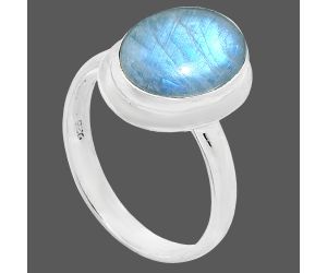 Rainbow Moonstone Ring size-9.5 EXR01043 R-1007, 10x14 mm