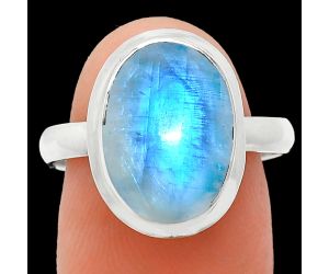 Rainbow Moonstone Ring size-9 EXR01044 R-1007, 10x14 mm