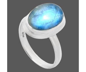 Rainbow Moonstone Ring size-9 EXR01044 R-1007, 10x14 mm