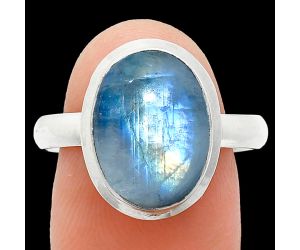 Rainbow Moonstone Ring size-9.5 EXR01045 R-1007, 10x14 mm