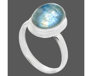 Rainbow Moonstone Ring size-9.5 EXR01045 R-1007, 10x14 mm